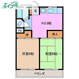 伊藤ビル 2DKの間取図画像