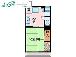 アンティークヒルズ 1Kの間取図画像