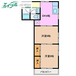 メゾン・ド・アンサンブル 2DKの間取図画像