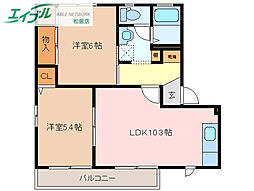 サンハイム中川 B 2階/-