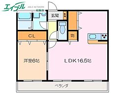 メゾンママ2 1LDKの間取図画像