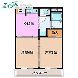 ロイヤルリング 2Kの間取図画像