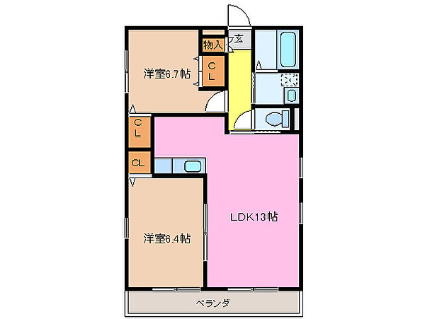 三重県松阪市肥留町(賃貸アパート2LDK・2階・57.64㎡)の写真 その2