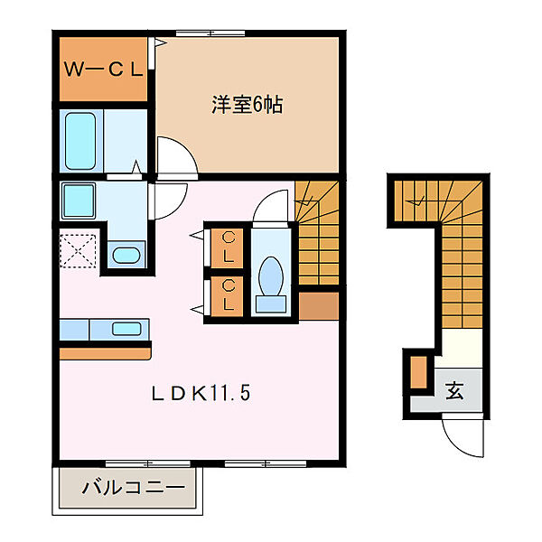 三重県津市久居西鷹跡町(賃貸アパート1LDK・2階・46.28㎡)の写真 その2