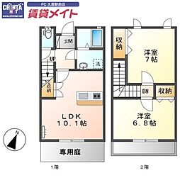 トレゾールD 2LDKの間取図画像
