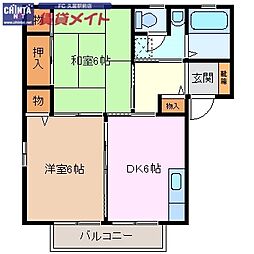 ハイツニュータカト 2DKの間取図画像
