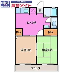 ラフィーネ南郊E 2DKの間取図画像