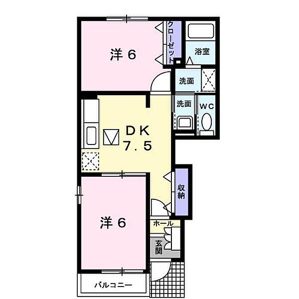 三重県多気郡明和町大字馬之上(賃貸アパート2DK・1階・44.82㎡)の写真 その2