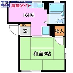 アーバン88 1Kの間取図画像
