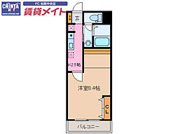 シャルパンティエ 1Kの間取図画像