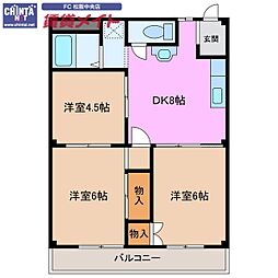 メゾンボヌール 3DKの間取図画像