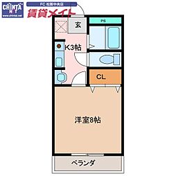 イーグルプレイス 1Kの間取図画像
