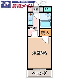 コーポワールドA 1Kの間取図画像