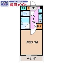 ロイヤルリング 1Kの間取図画像