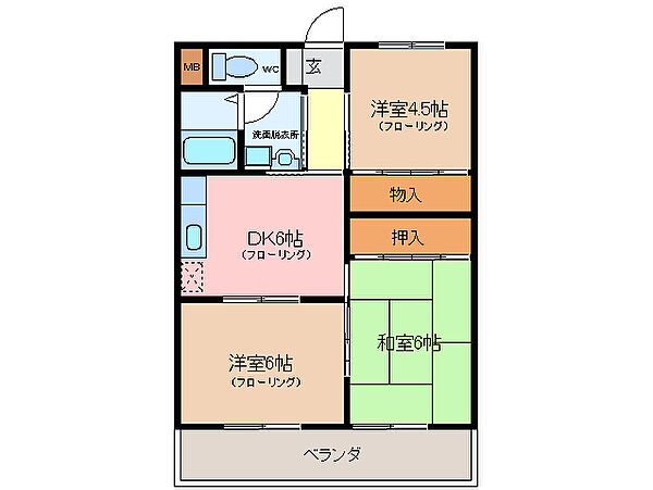 三重県伊勢市神田久志本町(賃貸マンション3DK・3階・52.06㎡)の写真 その2