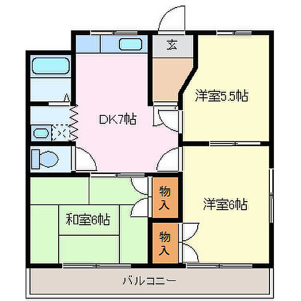 三重県伊勢市小俣町湯田(賃貸マンション3DK・3階・50.40㎡)の写真 その2