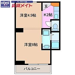 ビレッジハウス小俣2号棟 2Kの間取図画像