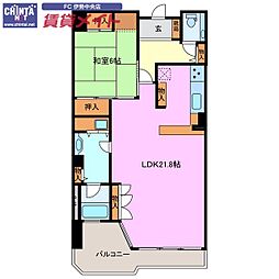 フジタ第6鳥羽マンション 1LDKの間取図画像