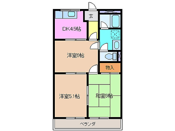 三重県津市垂水(賃貸アパート3DK・1階・44.88㎡)の写真 その2