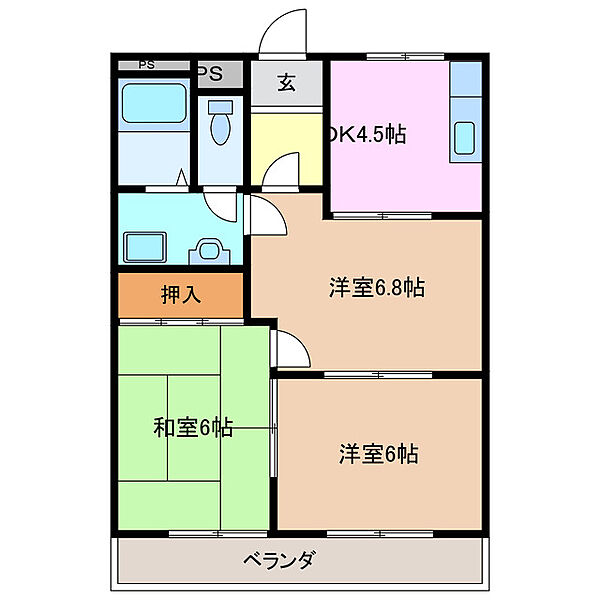 三重県津市白塚町(賃貸アパート3K・2階・44.55㎡)の写真 その2