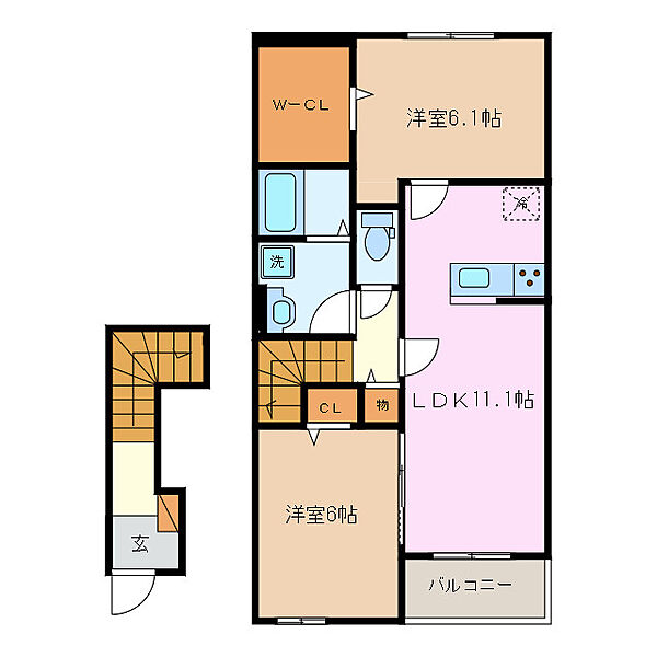 三重県津市白塚町(賃貸アパート2LDK・2階・58.64㎡)の写真 その2