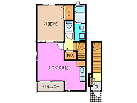 三重県津市城山３丁目（賃貸アパート1LDK・2階・44.39㎡） その2