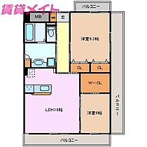 コーディアルコート　津  ｜ 三重県津市上浜町1丁目（賃貸マンション2LDK・3階・80.40㎡） その2