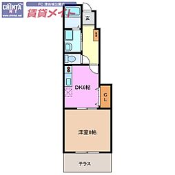 れじでんすなぎさ通り二号館 1DKの間取図画像