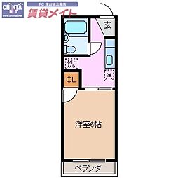 グランガーデン江戸橋 1Kの間取図画像