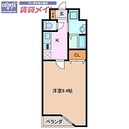 ルラシオン江戸橋 1Kの間取図画像