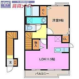 パークサイド花水木 1LDKの間取図画像