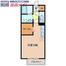 楽園A ワンルームの間取図画像