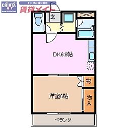サンタプレイス 1DKの間取図画像
