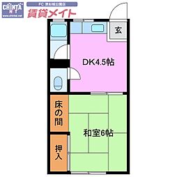 ワタナベハイツ 1DKの間取図画像