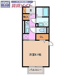 ラルーチェ上浜 1Kの間取図画像
