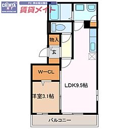 リビングタウンさくらだ 1LDKの間取図画像