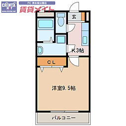 メゾンモンマルトル2 1Kの間取図画像