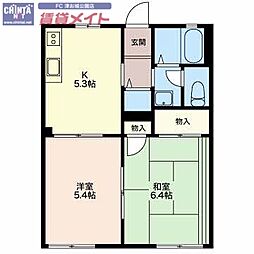 フレグランス島崎 2Kの間取図画像