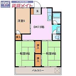 桜町ハイツ 3DKの間取図画像