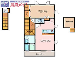 ヒラソールB 1LDKの間取図画像