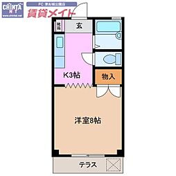 ハイツ千里 1Kの間取図画像