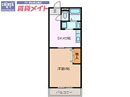 コーポ三喜C 1DKの間取図画像