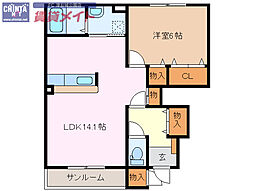 メゾンド・マルベリー 1LDKの間取図画像