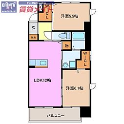 クレド桜橋 2LDKの間取図画像