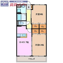 サン・シャイン 2DKの間取図画像