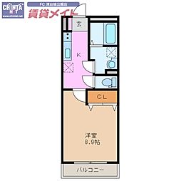 ベルフォーレ 1Kの間取図画像