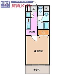 マンション芸濃 1Kの間取図画像