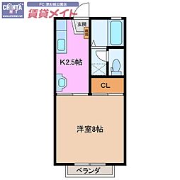 ハイツ山の手 1Kの間取図画像