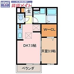 シーサイドイースト 1DKの間取図画像