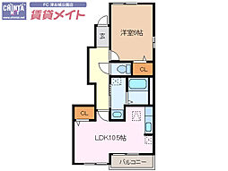 y.yロータスB 1LDKの間取図画像
